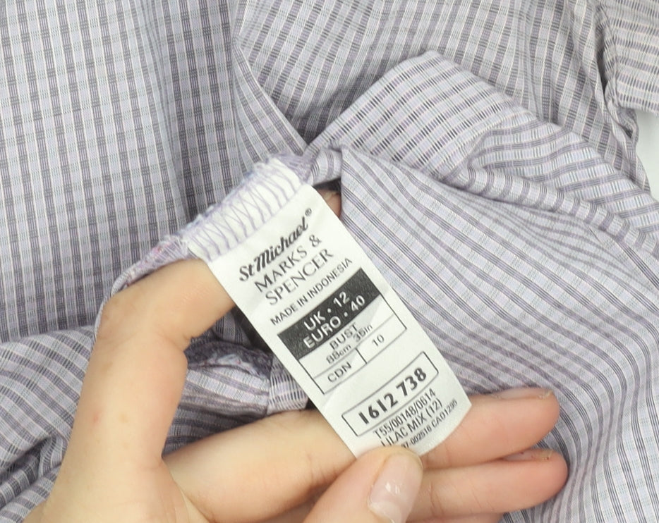 Marks and Spencer Women’s Purple Check Button-Up Shirt UK 12