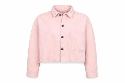 Roadies Womens Pink Cropped Button-Up Cotton Shirt M