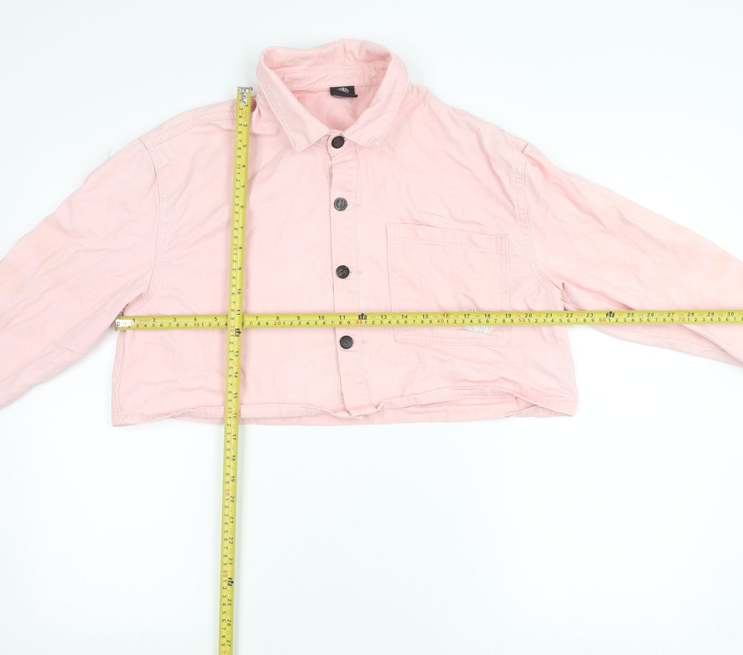 Roadies Womens Pink Cropped Button-Up Cotton Shirt M