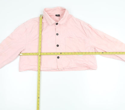 Roadies Womens Pink Cropped Button-Up Cotton Shirt M