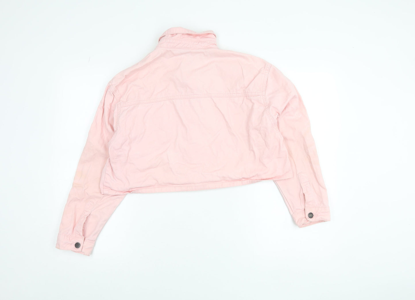 Roadies Womens Pink Cropped Button-Up Cotton Shirt M