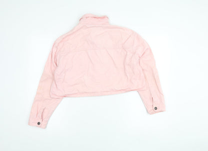 Roadies Womens Pink Cropped Button-Up Cotton Shirt M