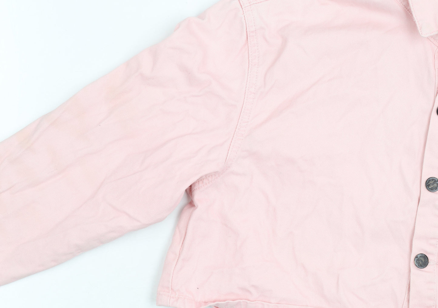 Roadies Womens Pink Cropped Button-Up Cotton Shirt M