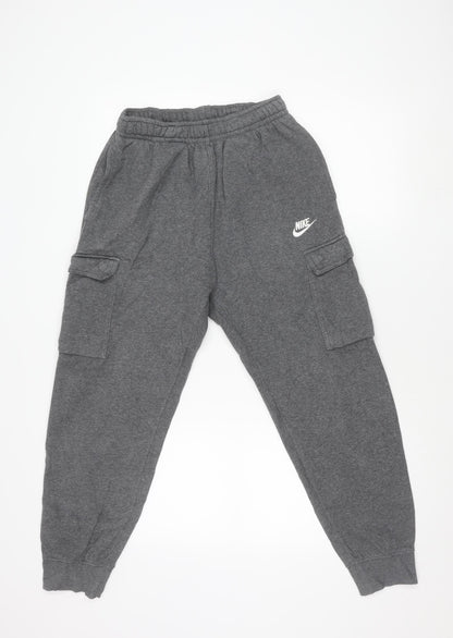 Nike Men Grey Small Jogger Sweatpants Tapered Fit Fleece Trousers