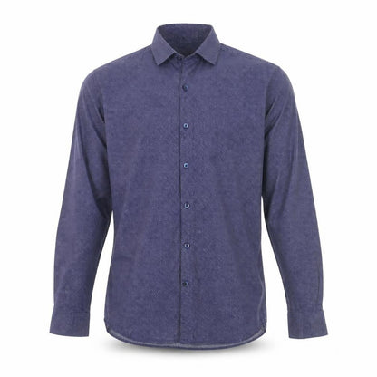 CODE Men's Blue Slim Fit Cotton Long Sleeve Geometric Shirt 15.5