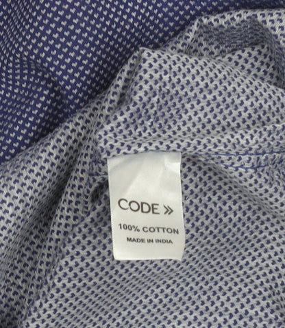 CODE Men's Blue Slim Fit Cotton Long Sleeve Geometric Shirt 15.5