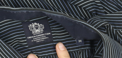 French Connection Men's Blue Striped Cotton Button-Up Shirt M