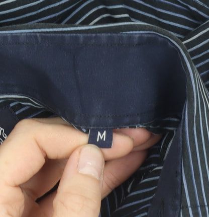 French Connection Men's Blue Striped Cotton Button-Up Shirt M