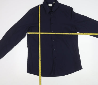 Next Men’s Navy Blue Slim Fit Long Sleeve Shirt Size 17 43cm