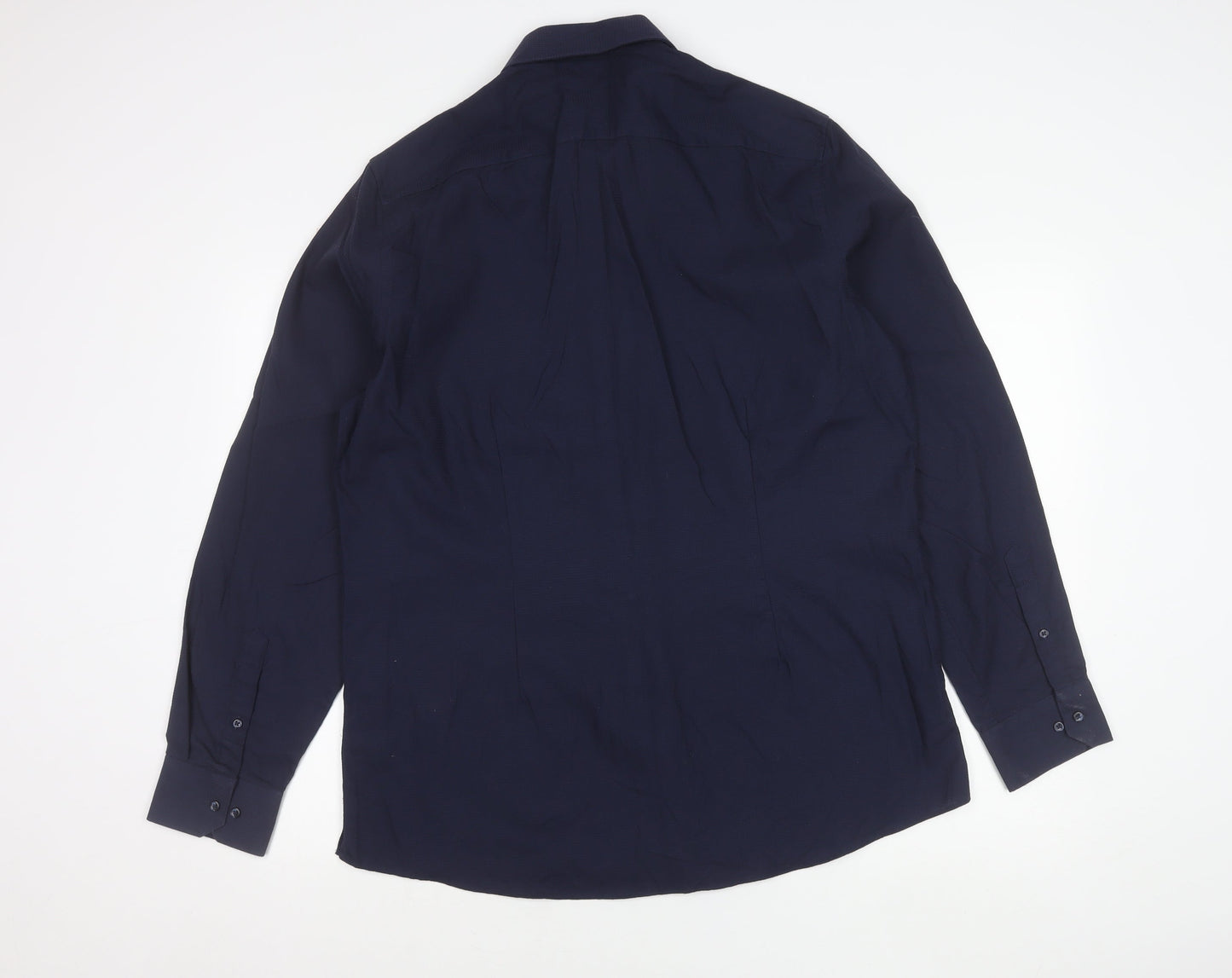 Next Men’s Navy Blue Slim Fit Long Sleeve Shirt Size 17 43cm