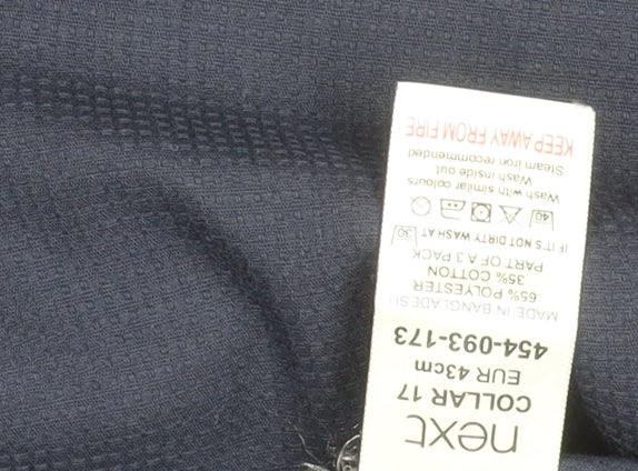 Next Men’s Navy Blue Slim Fit Long Sleeve Shirt Size 17 43cm