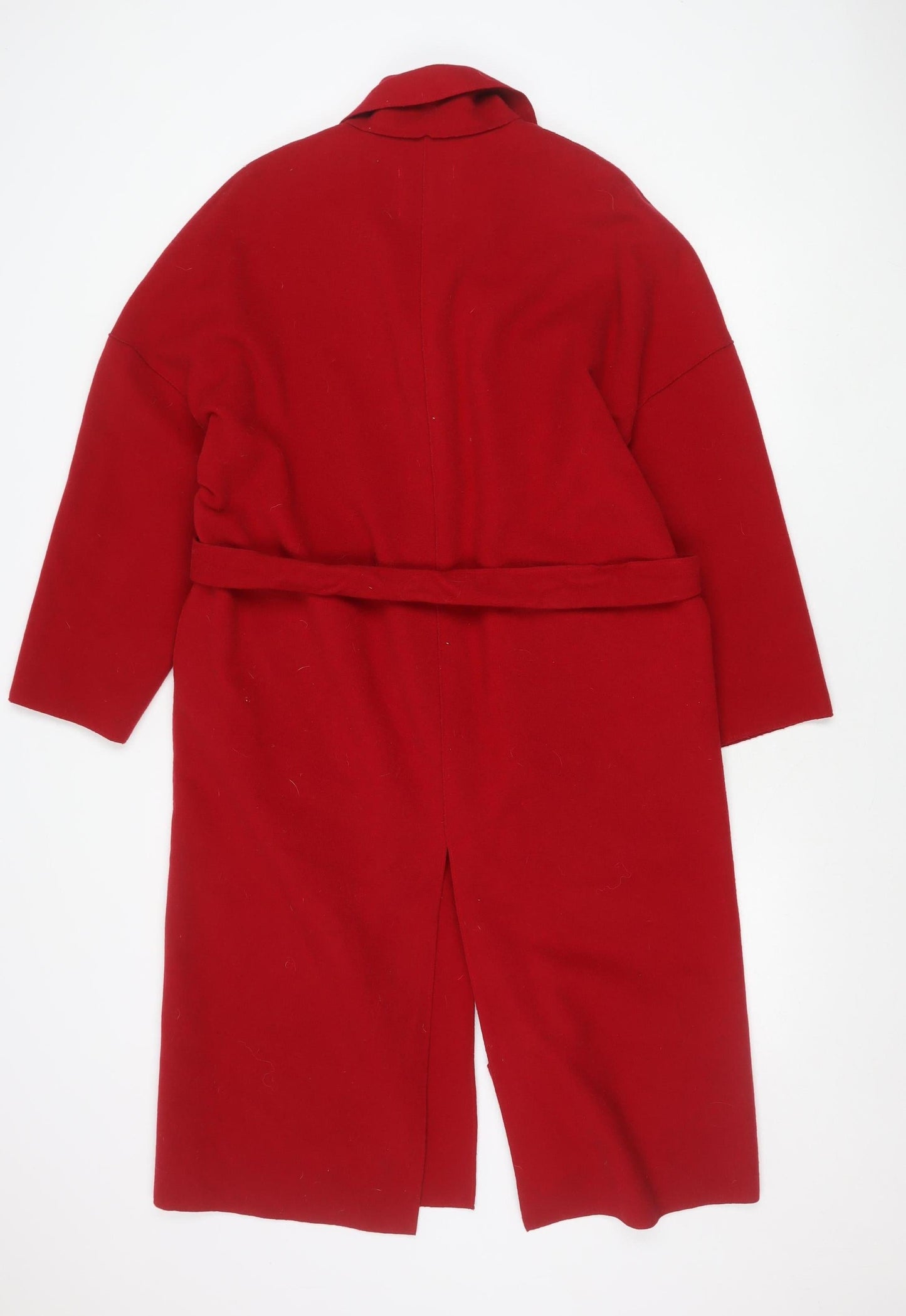 MNG Women’s Red Coatigan Size 8 Belted Long Sleeve Casual
