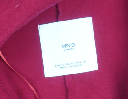 MNG Women’s Red Coatigan Size 8 Belted Long Sleeve Casual