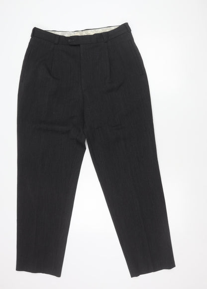 Remus Uomo Men's Black 42R Dress Trousers Wool Blend Formal Pants