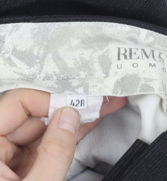Remus Uomo Men's Black 42R Dress Trousers Wool Blend Formal Pants