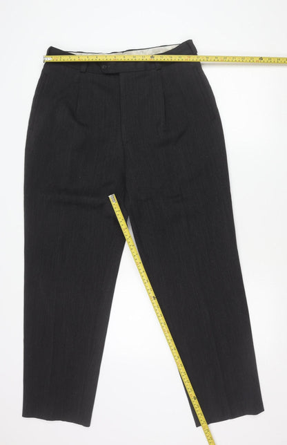 Remus Uomo Men's Black 42R Dress Trousers Wool Blend Formal Pants
