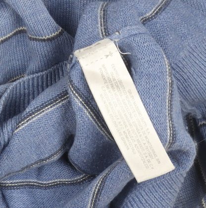 Massimo Dutti Men’s Blue Striped Cotton Cashmere Jumper 2XL