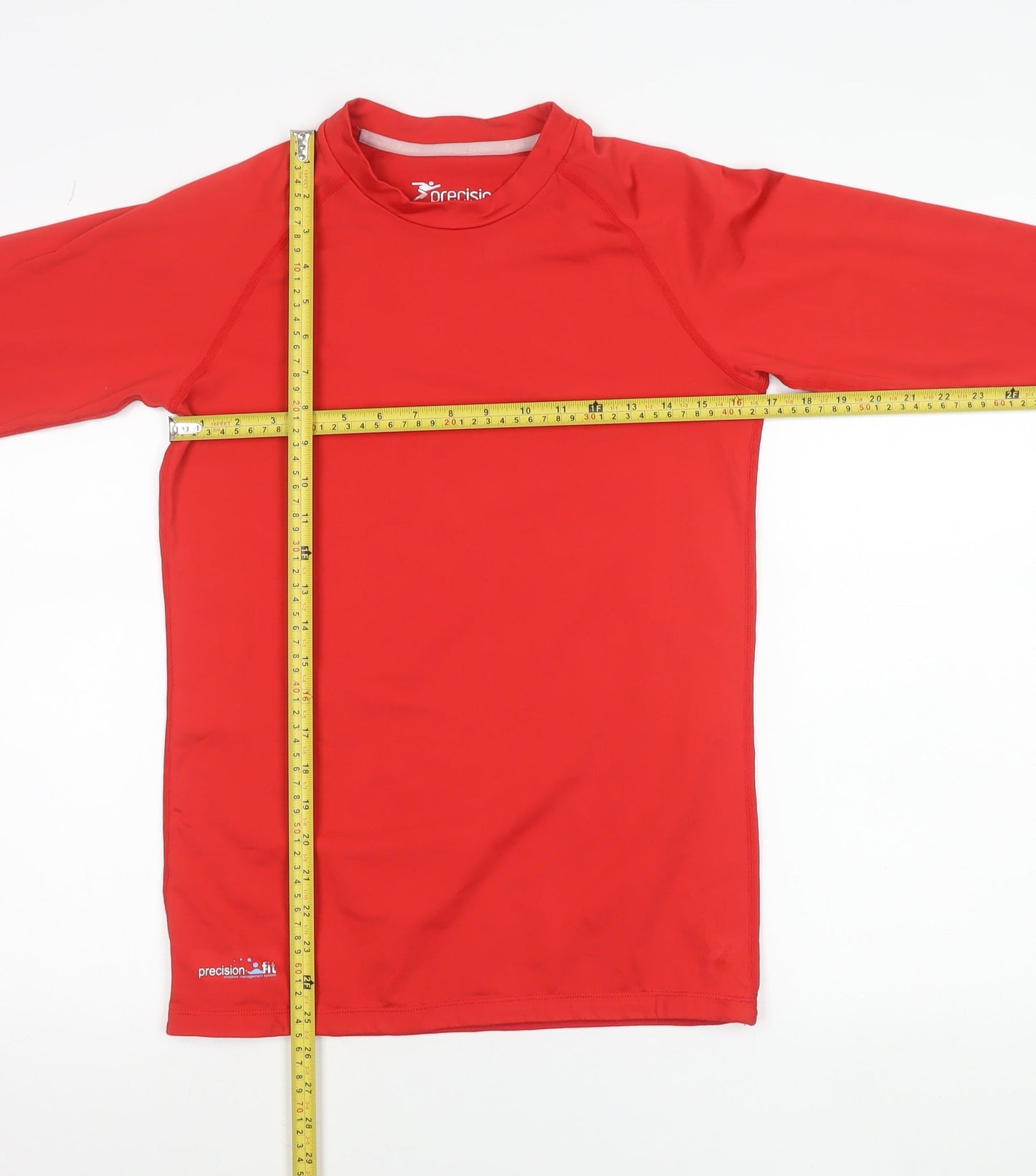 Precision Men’s Red Long Sleeve Sports Top L Polyester Elastane