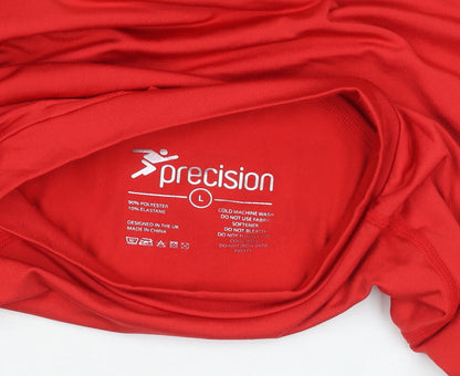 Precision Men’s Red Long Sleeve Sports Top L Polyester Elastane