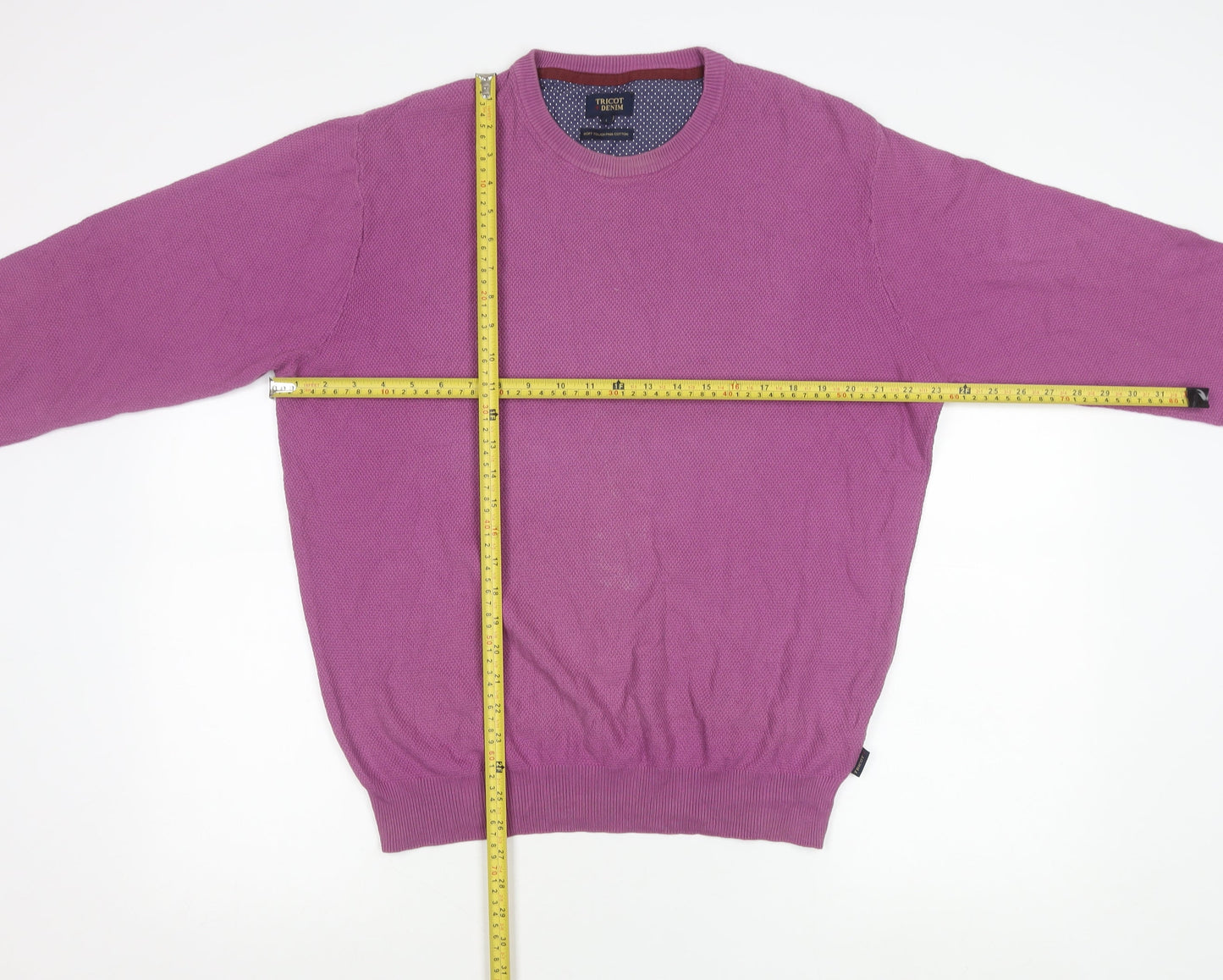 Tricot Denim Men’s Purple Cotton Crew Neck Jumper L