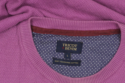 Tricot Denim Men’s Purple Cotton Crew Neck Jumper L