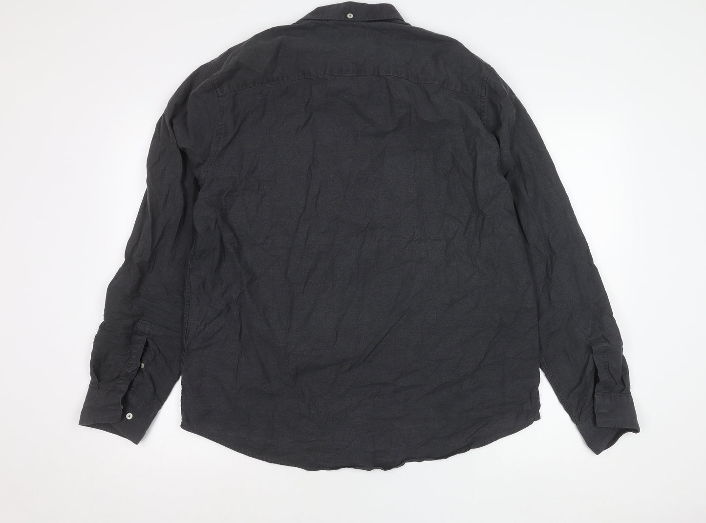 Next Men’s Black XL 45-47" Regular Fit Cotton Long Sleeve Button-Up Shirt