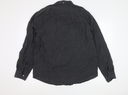 Next Men’s Black XL 45-47" Regular Fit Cotton Long Sleeve Button-Up Shirt