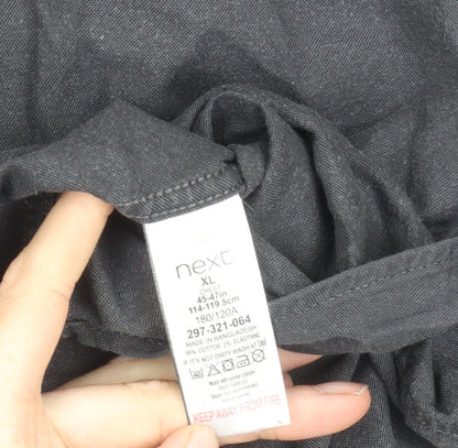 Next Men’s Black XL 45-47" Regular Fit Cotton Long Sleeve Button-Up Shirt