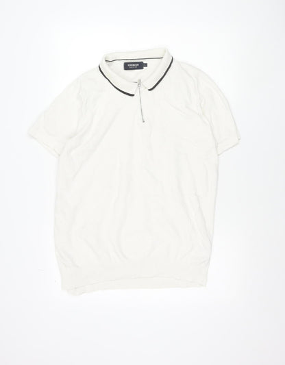 Kensington Eastside Men’s White Cotton Polo Shirt L 1/4 Zip