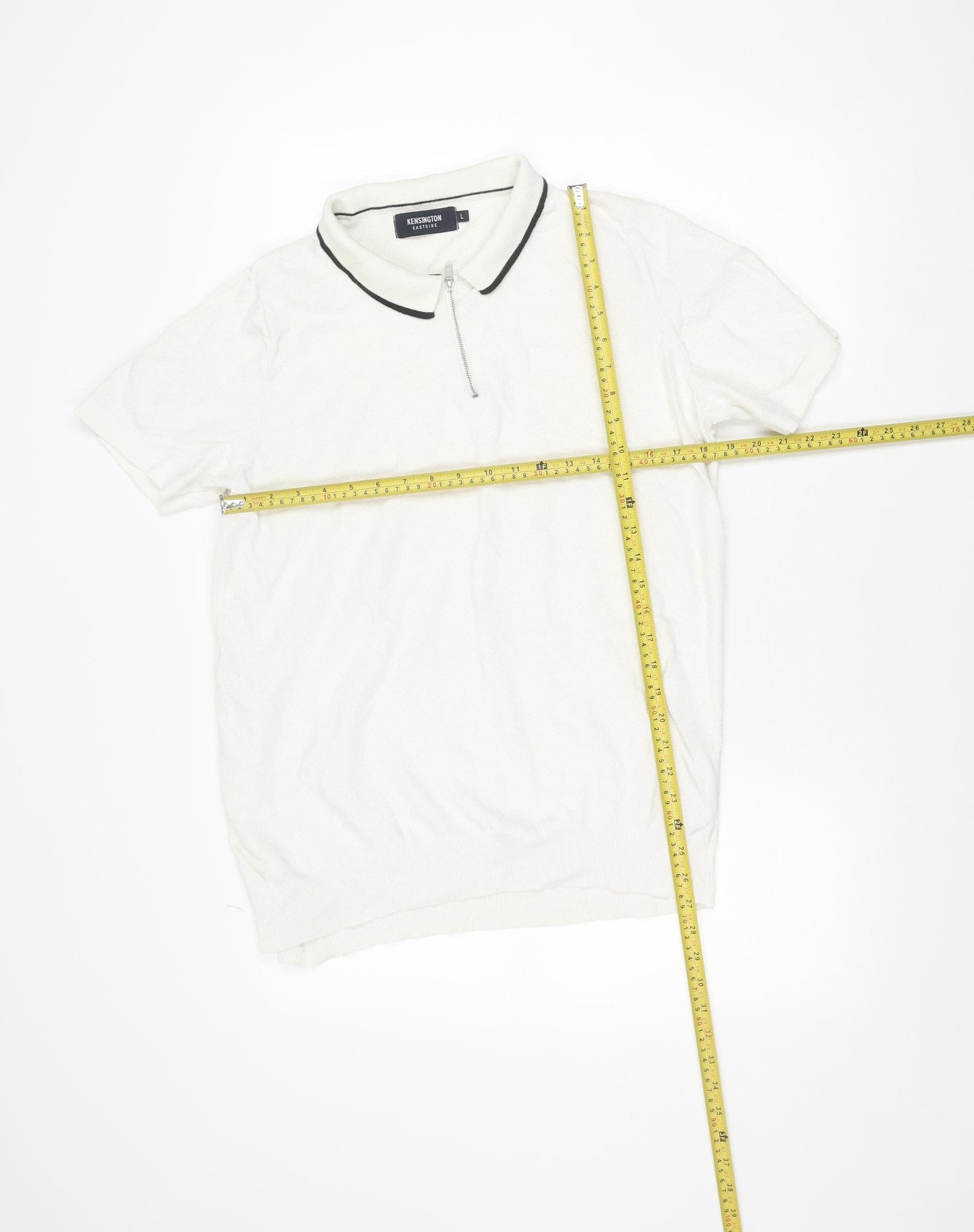 Kensington Eastside Men’s White Cotton Polo Shirt L 1/4 Zip