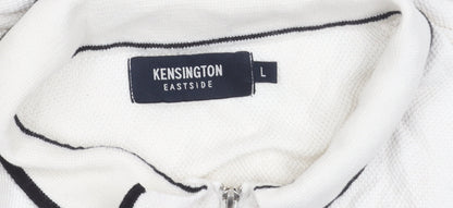 Kensington Eastside Men’s White Cotton Polo Shirt L 1/4 Zip