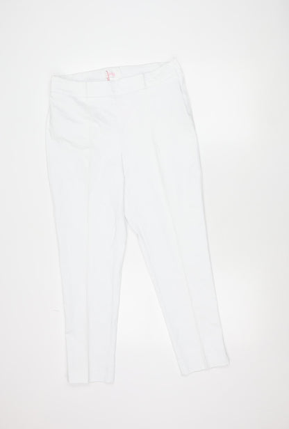 Savida Womens White Slim Fit Trousers Size 12 Cotton Blend