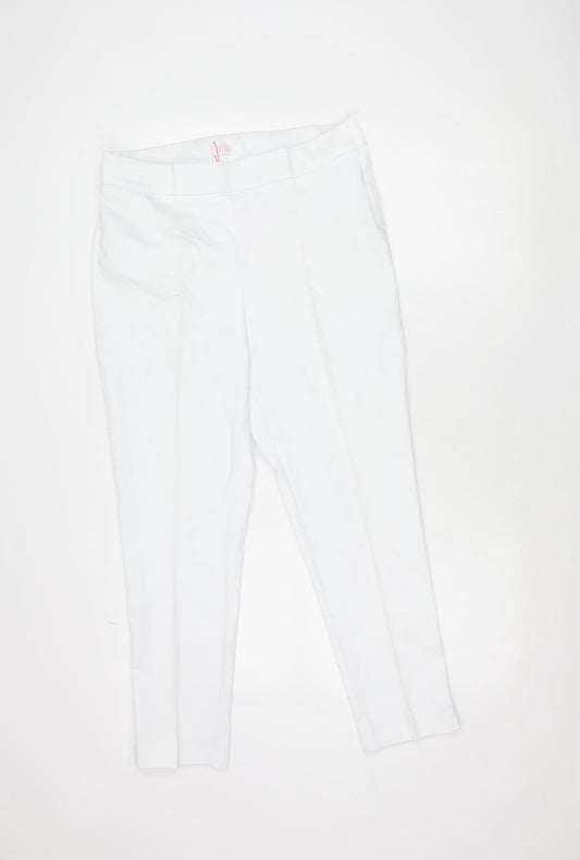 Savida Womens White Slim Fit Trousers Size 12 Cotton Blend