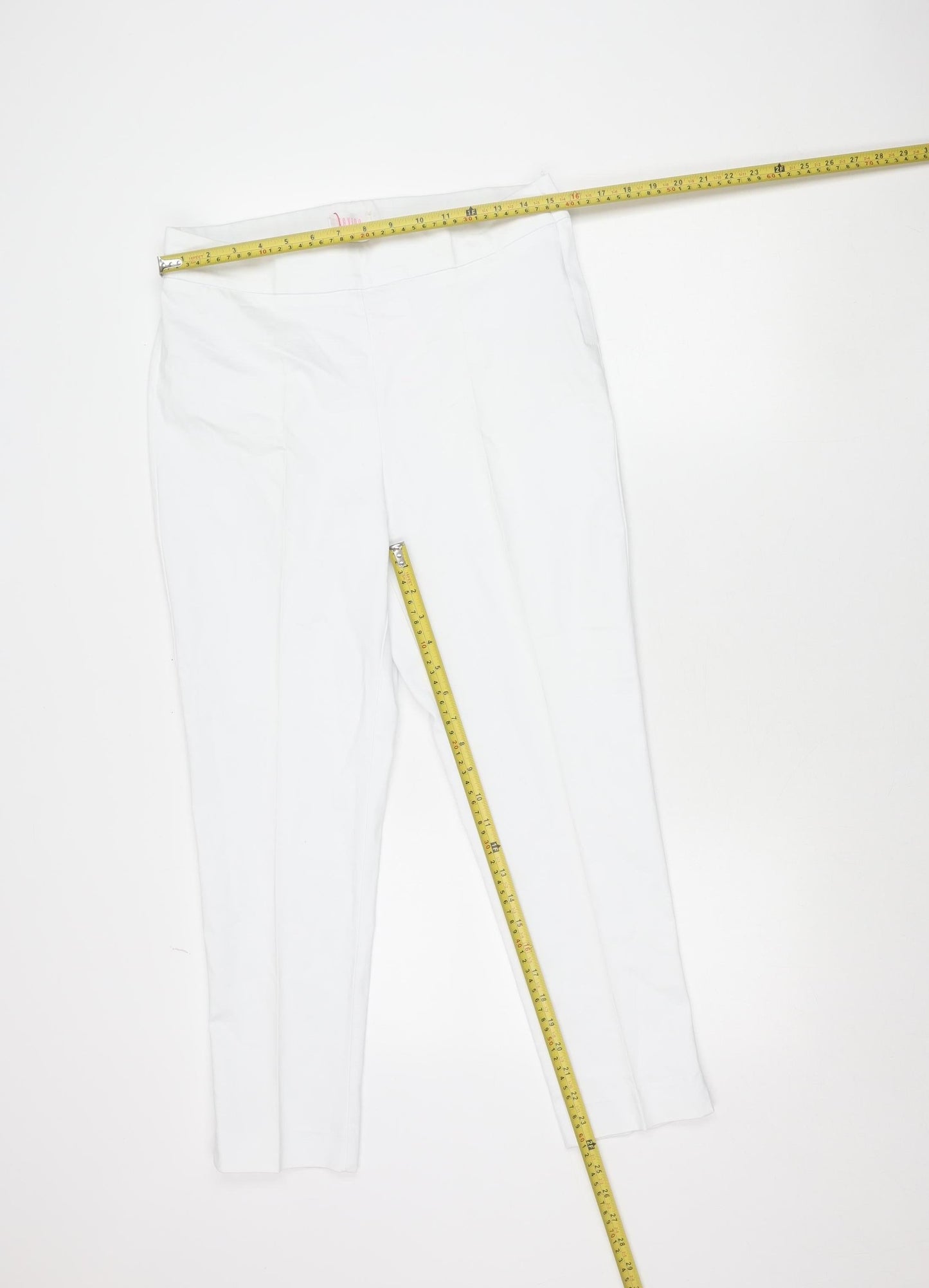 Savida Womens White Slim Fit Trousers Size 12 Cotton Blend