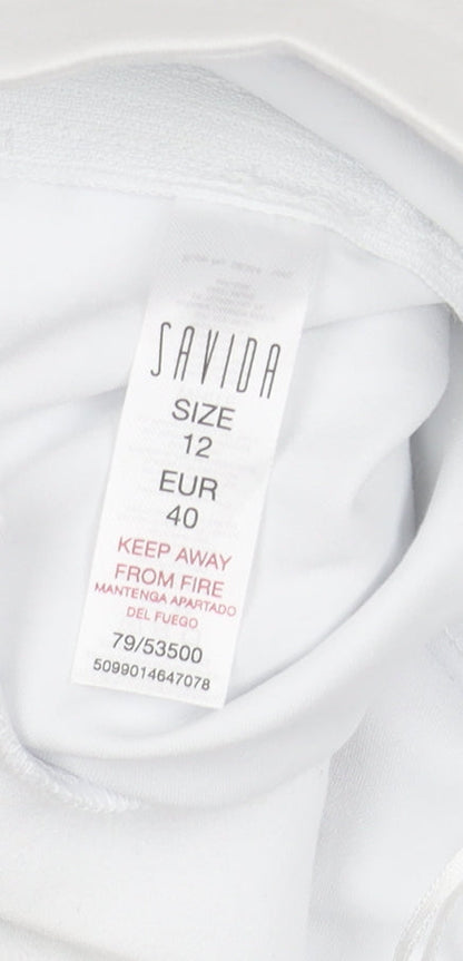 Savida Womens White Slim Fit Trousers Size 12 Cotton Blend