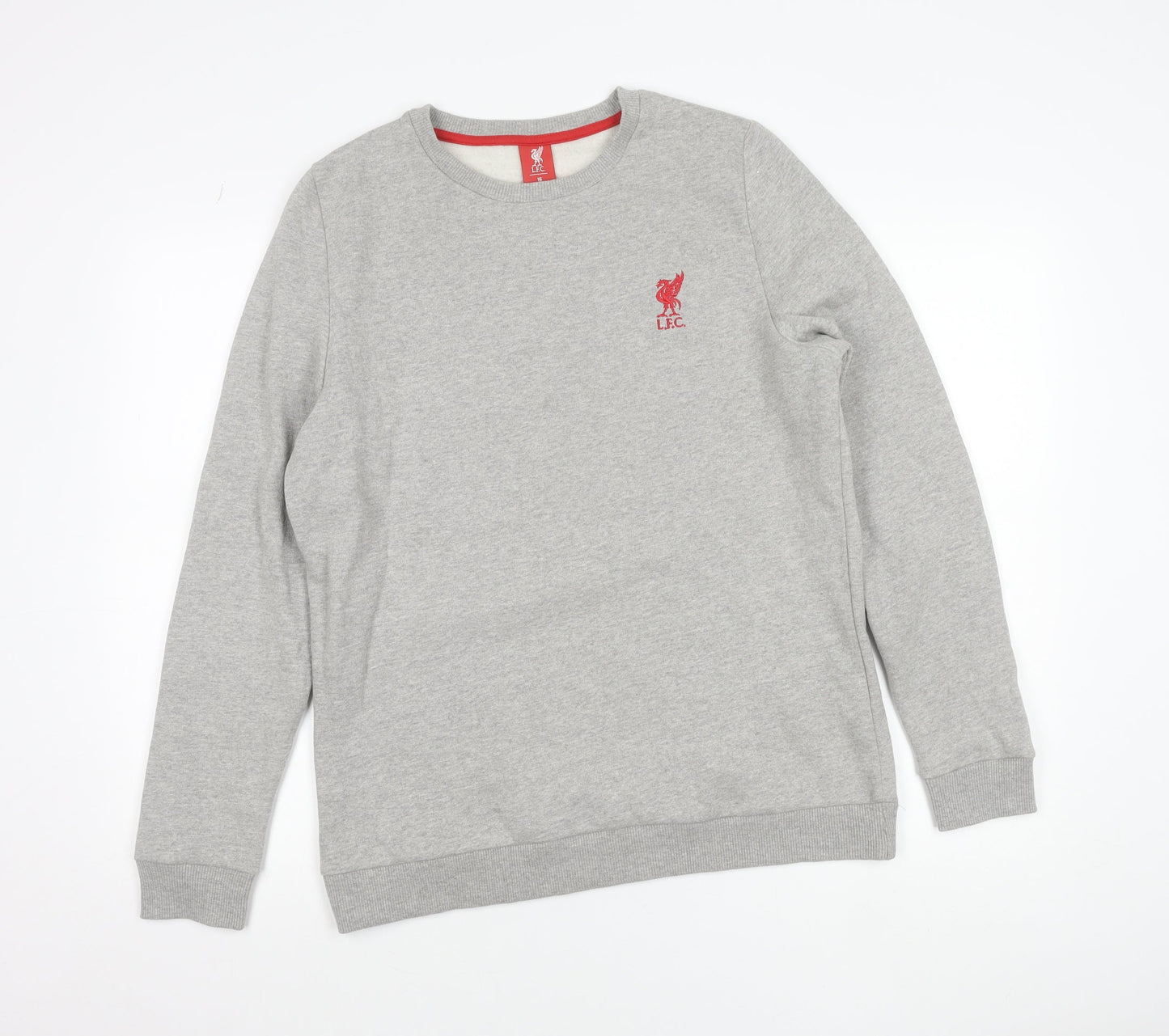 LFC Boys Grey Sweatshirt 16 Years Crew Neck Long Sleeve Logo Pullover