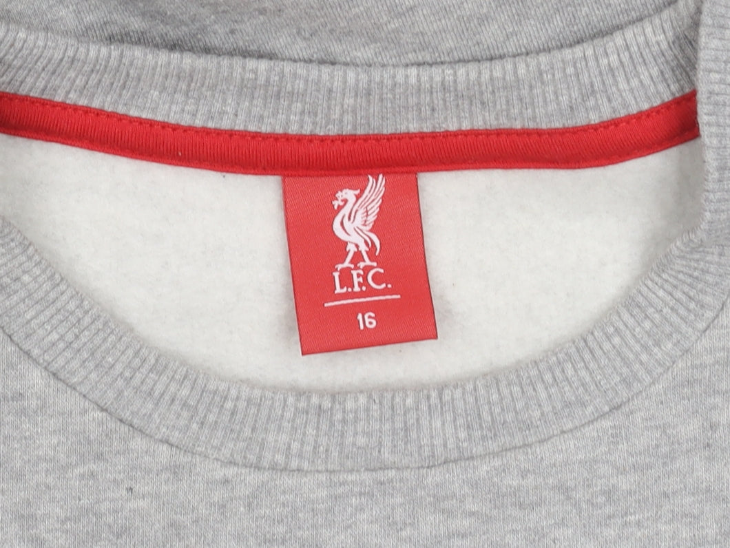 LFC Boys Grey Sweatshirt 16 Years Crew Neck Long Sleeve Logo Pullover