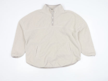 Dunnes Stores Women Ivory Fleece 1/4 Zip Sweatshirt Size L