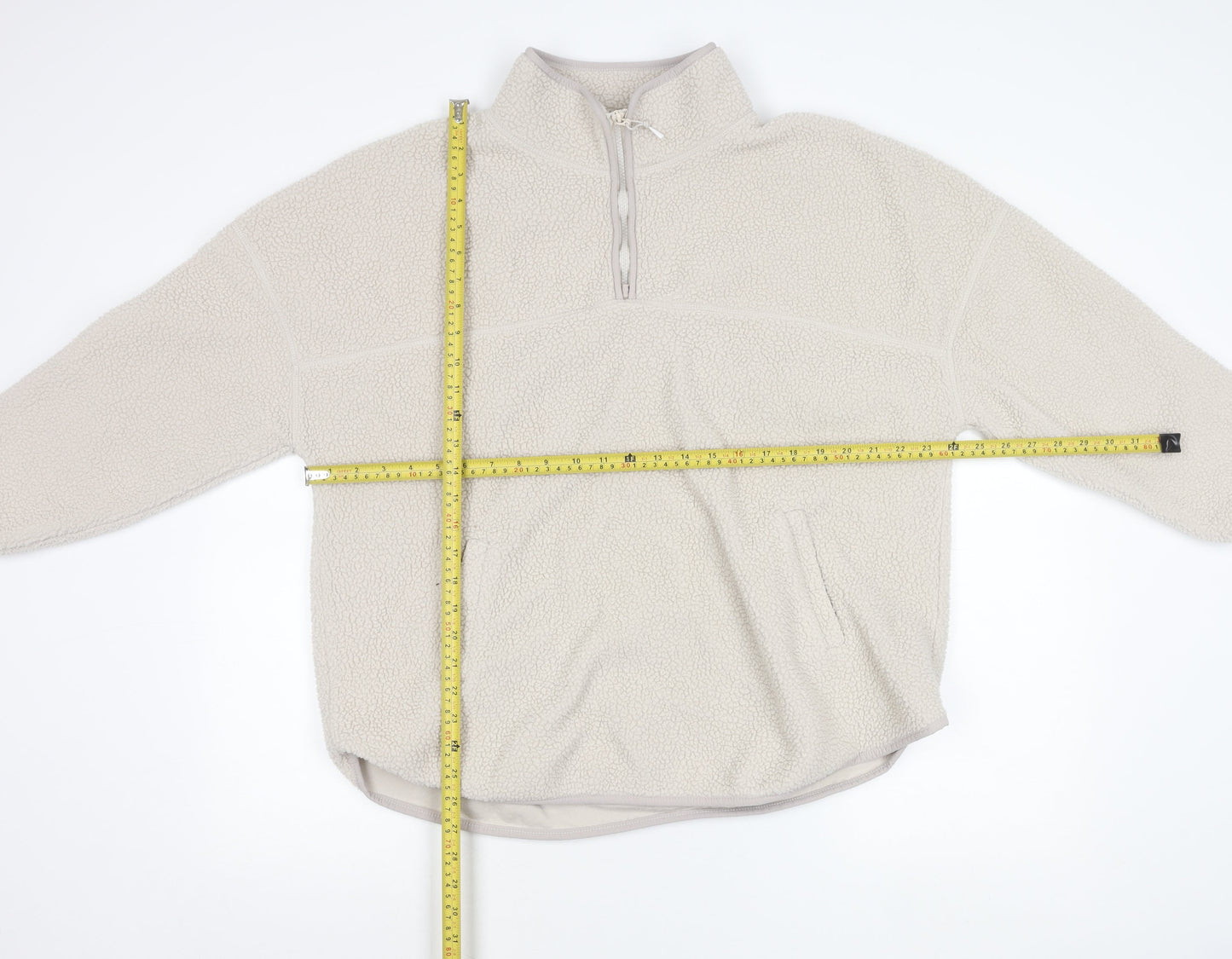 Dunnes Stores Women Ivory Fleece 1/4 Zip Sweatshirt Size L