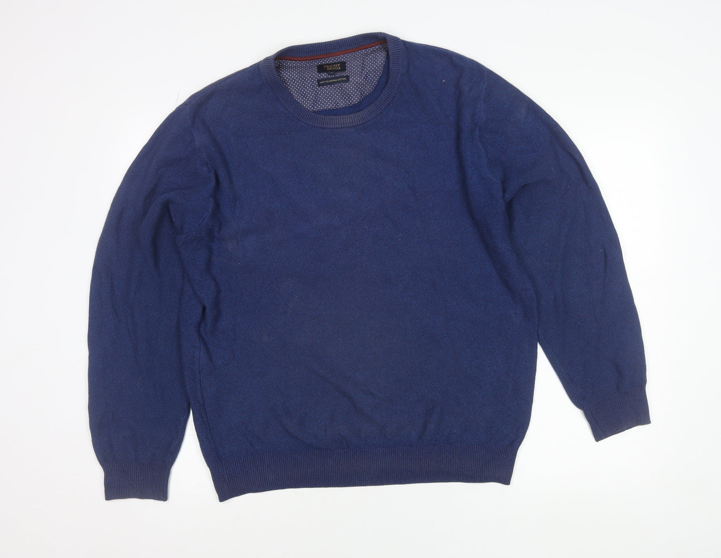 Tricot Denim Mens Blue Cotton Crew Neck Pullover Jumper Size M