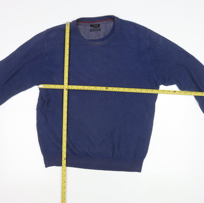 Tricot Denim Mens Blue Cotton Crew Neck Pullover Jumper Size M