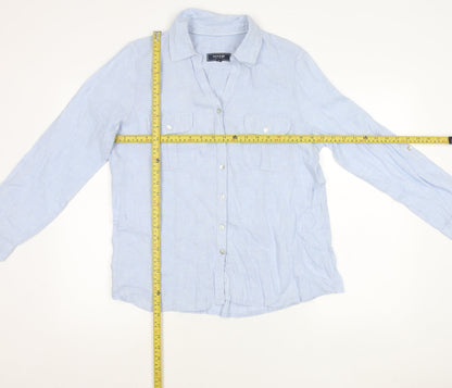 Maine New England Men's Blue Linen Long Sleeve Button-Up Shirt Size 14