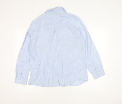 Maine New England Men's Blue Linen Long Sleeve Button-Up Shirt Size 14