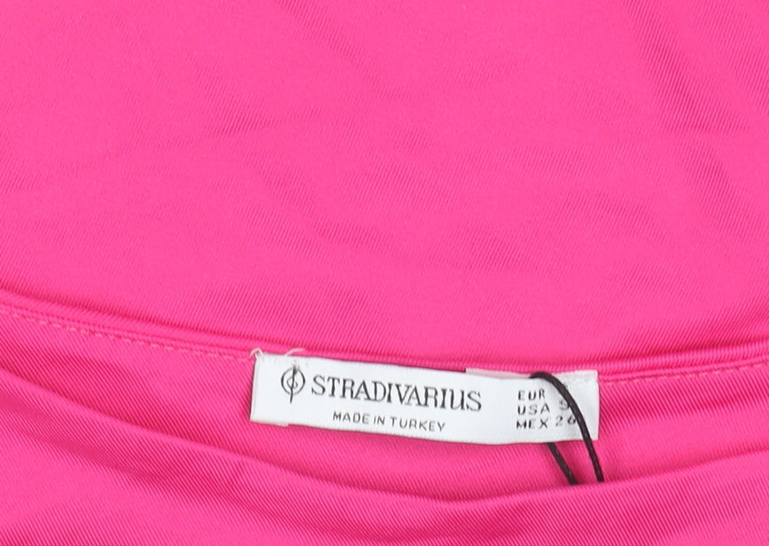 Stradivarius Women’s Pink One Shoulder Tank Top Size 6 Slim Fit