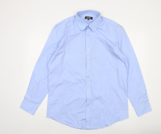 Additional front view of Dunnes Men's Blue Regular Fit Long Sleeve Dress Shirt 16” 41cm