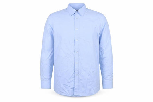 Front view of Dunnes Men's Blue Regular Fit Long Sleeve Dress Shirt 16” 41cm