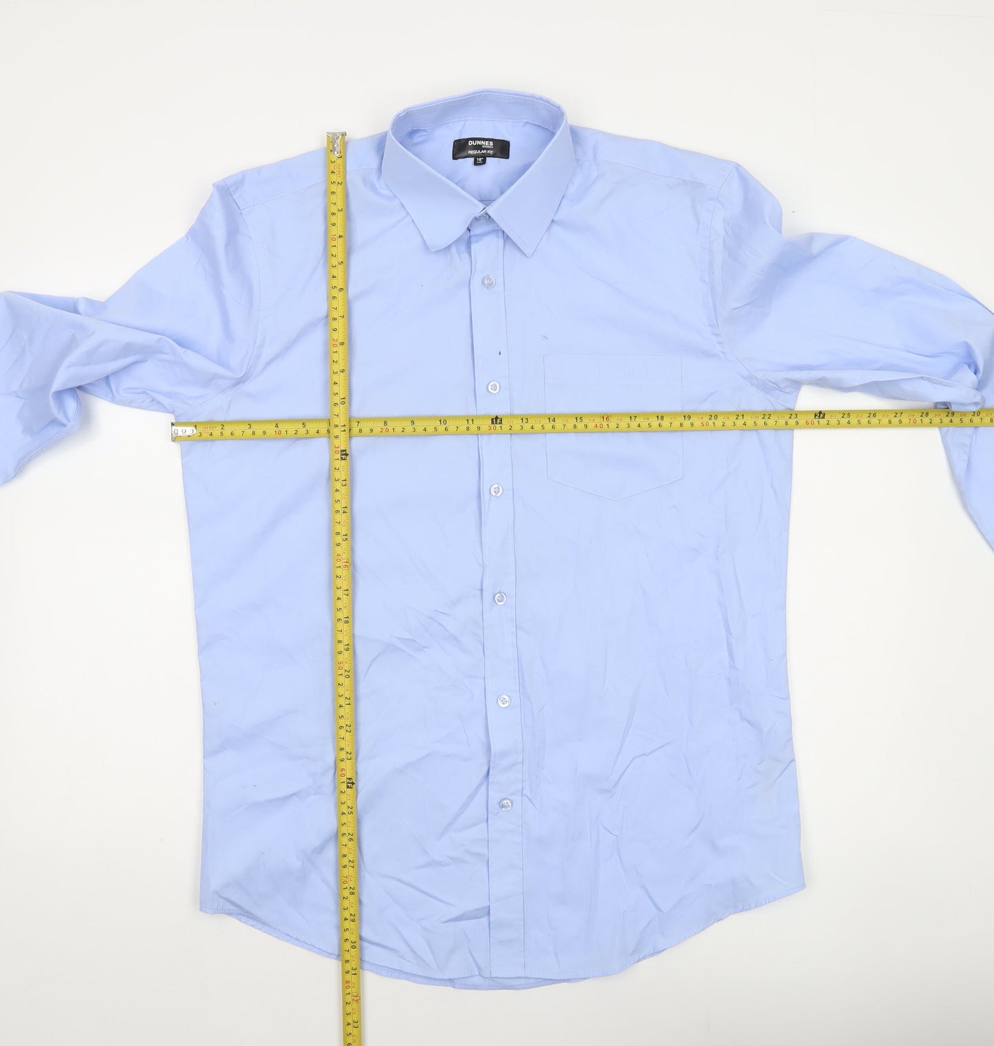 Dunnes Stores Men's Blue Regular Fit Long Sleeve Dress Shirt 16” 41cm