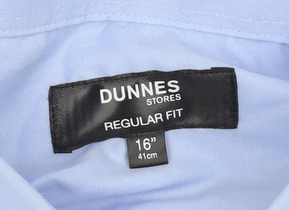 Dunnes Stores Men's Blue Regular Fit Long Sleeve Dress Shirt 16” 41cm