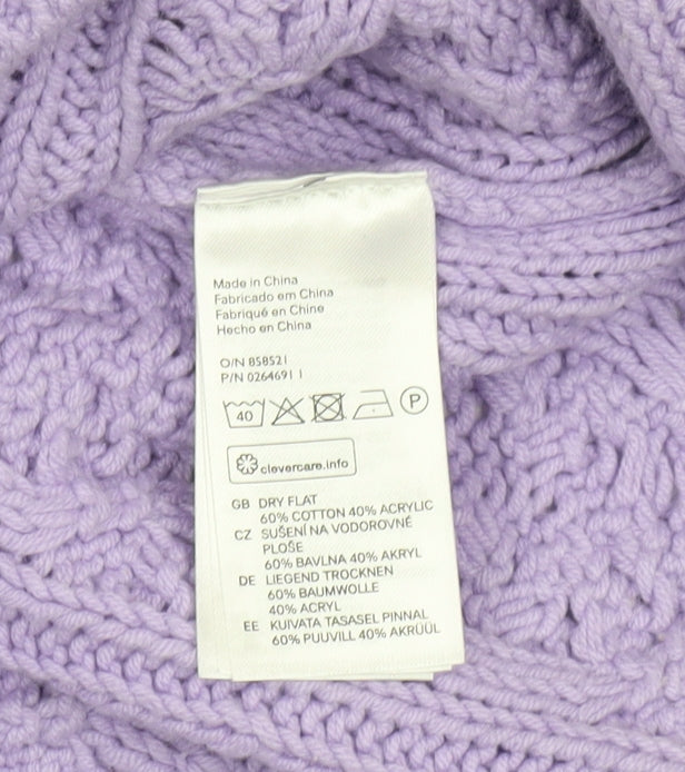 H&M Women’s Purple Cable-Knit Cotton Blend Jumper Size 12