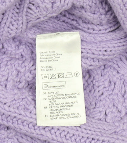 H&M Women’s Purple Cable-Knit Cotton Blend Jumper Size 12